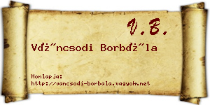 Váncsodi Borbála névjegykártya
